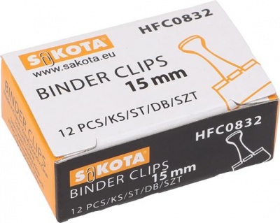 Bindercsipesz, 15 mm, fekete