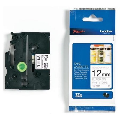 Feliratozógép szalag, matt, 12 mm x 8 m, BROTHER, "TZe-N231" fehér-fekete