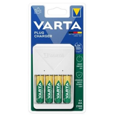Elemtöltő, AA/AAA, 4x2100 mAh AA, VARTA "Plug"