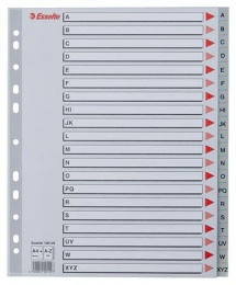 Regiszter, műanyag, A4 Maxi, A-Z, ESSELTE, szürke